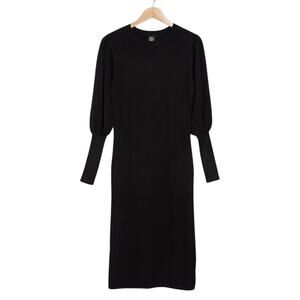 Bobeau Black Knit Midi Sweater Dress Blouson Sleeve Size M NWOT